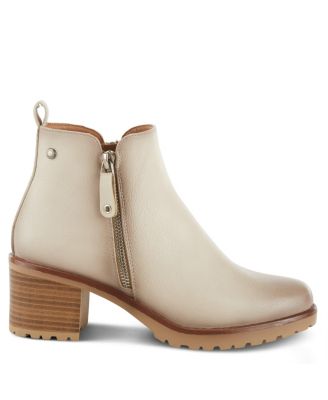 Women s IRIE Burnished Almond Toe Booties with Outside Zipper and Toggle Detail