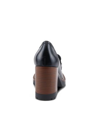 Women s DAJAH Slip-On Loafers with Inset Heel, Geometric Hardware & Lug Sole