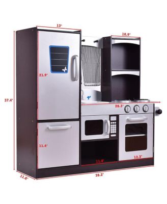 Kids Wooden Modern Kitchen Cooking Pretend Play Set