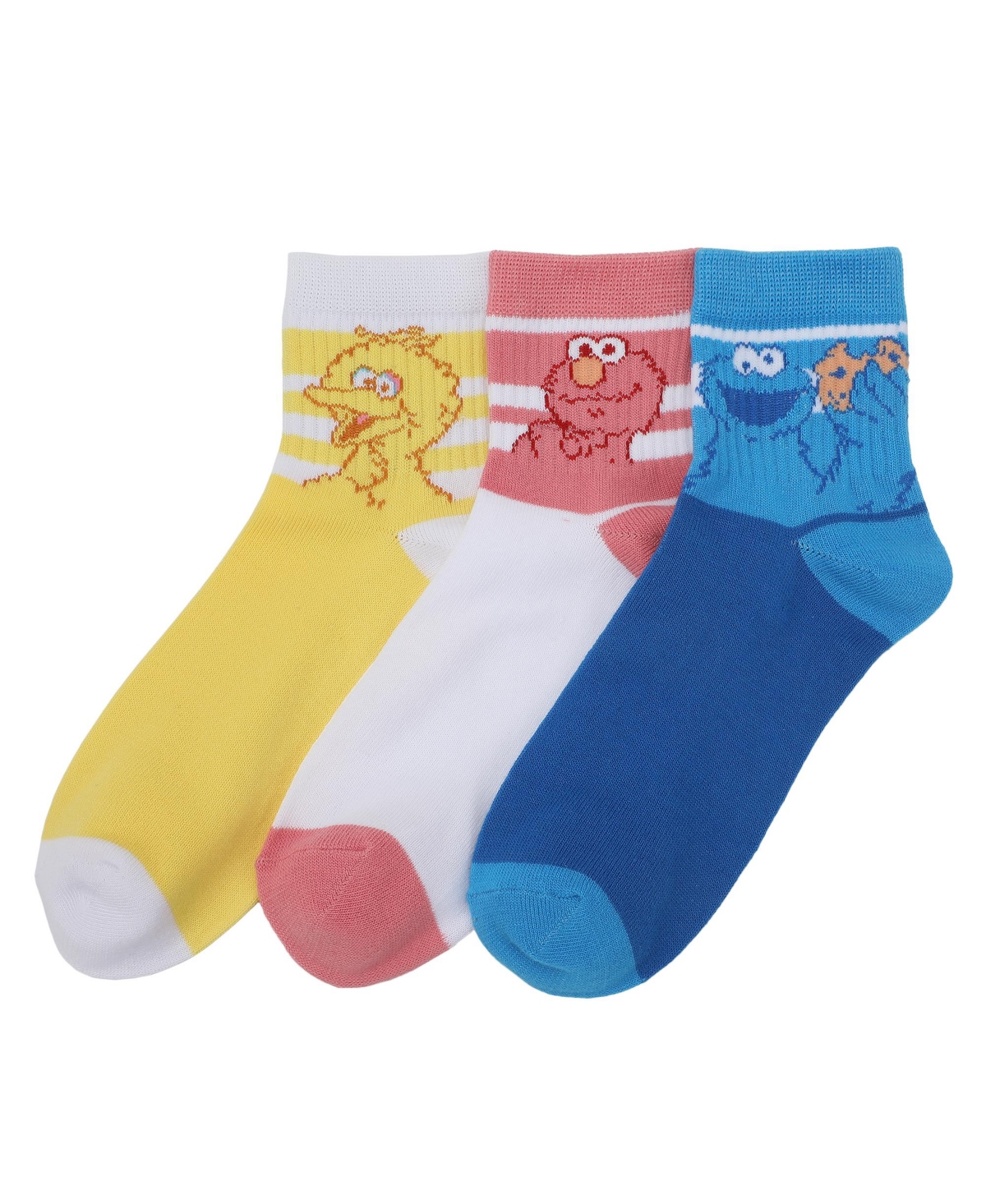 Sesame Street Women's Character Art 3-Pair Casual Quarter Crew Socks-osfa