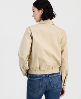 Women's Cotton Solid Zip-Front Jacket