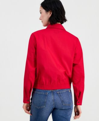 Jeans Women's Cotton Solid Zip-Front Jacket