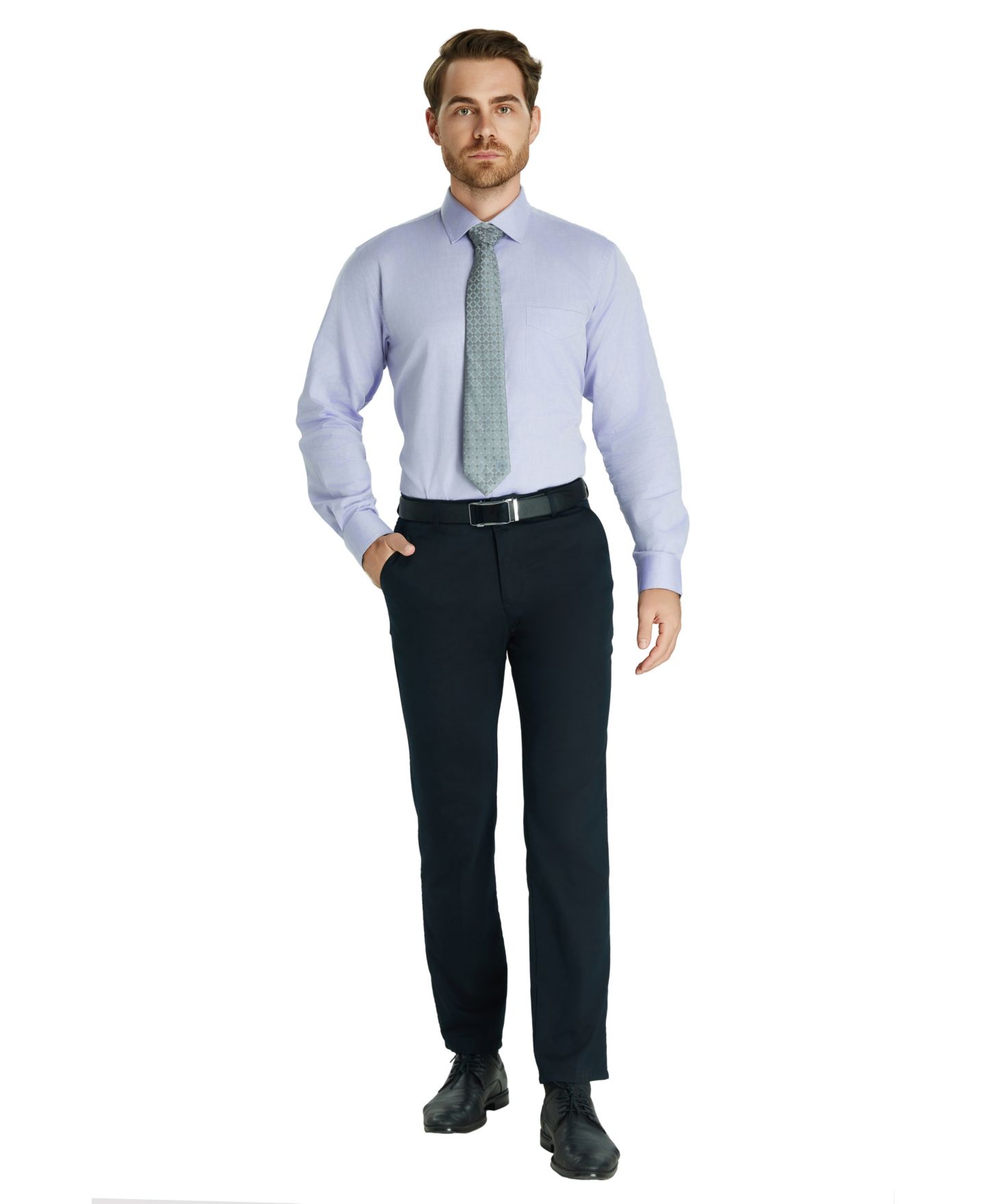 Мужская рубашка Club Room Pinpoint Solid Dress Shirt, цвет: Лавандовый — фото 3