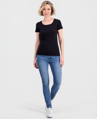 Women's Cotton Short-Sleeve Scoop-Neck Tee