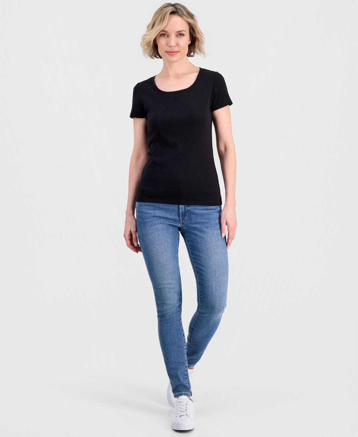 Женская футболка Nautica Cotton Short-Sleeve Scoop-Neck, цвет: Чёрный — фото 2