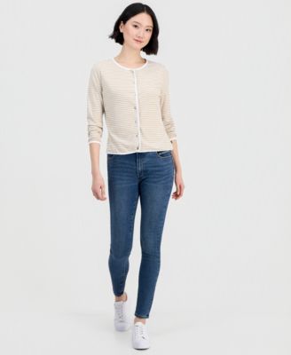 Women's Long-Sleeve Striped Cardigan Top