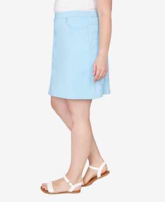 Plus Size Solid Tech Stretch Pull On Skirt