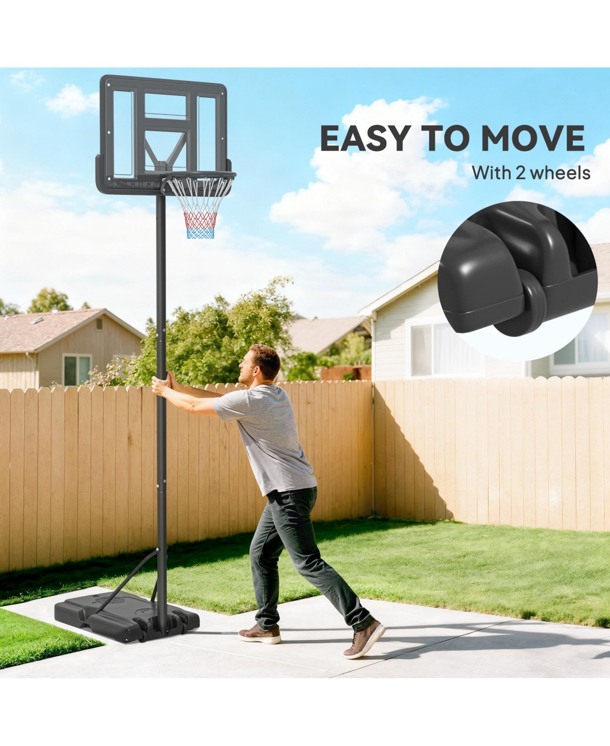 Soozier Portable Basketball Hoop for Poolside or Backyard, Youth to Adults