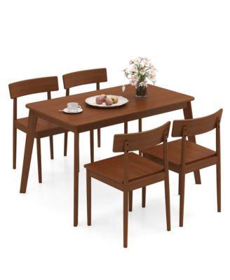 5-Piece Rubber Wood Rectangular  Dining Table Set