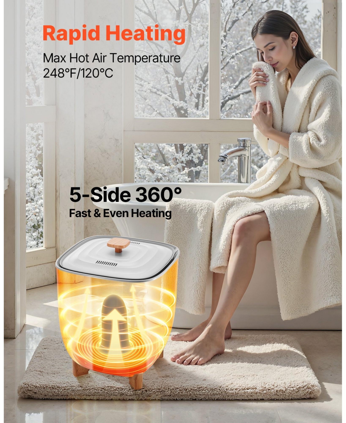 Ecooso Towel Warmers for Bathroom, 25 L Towel Warmer Bucket with Auto Shut Off for Spa Fits up to 5 Oversized Bath Towels, Blankets, Clothes