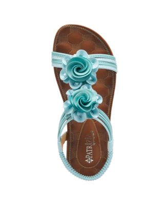 Women s Nectarine Floral T-Strap Sandal with Elastic Back and Quilted Footbed