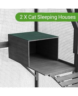 43 sq. ft. Cat Run Enclosure Walk in Cat Catio Kitten Condo with Enter Door Roof Cover,  Large Outdoor Cat Cage