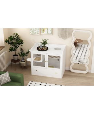 Cat Litter Box Furniture Hidden, Cats Condo Pet House with Stairs, Indoor Cat Litter House