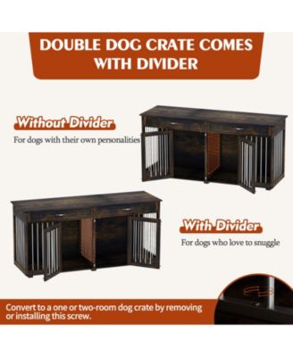 Furniture Style Dog Crates Large Wooden Pet Kennels with 2 Drawers