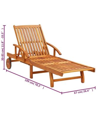 Sun Lounger Taupe, Wood Solid Acacia wood, Polyester Standard