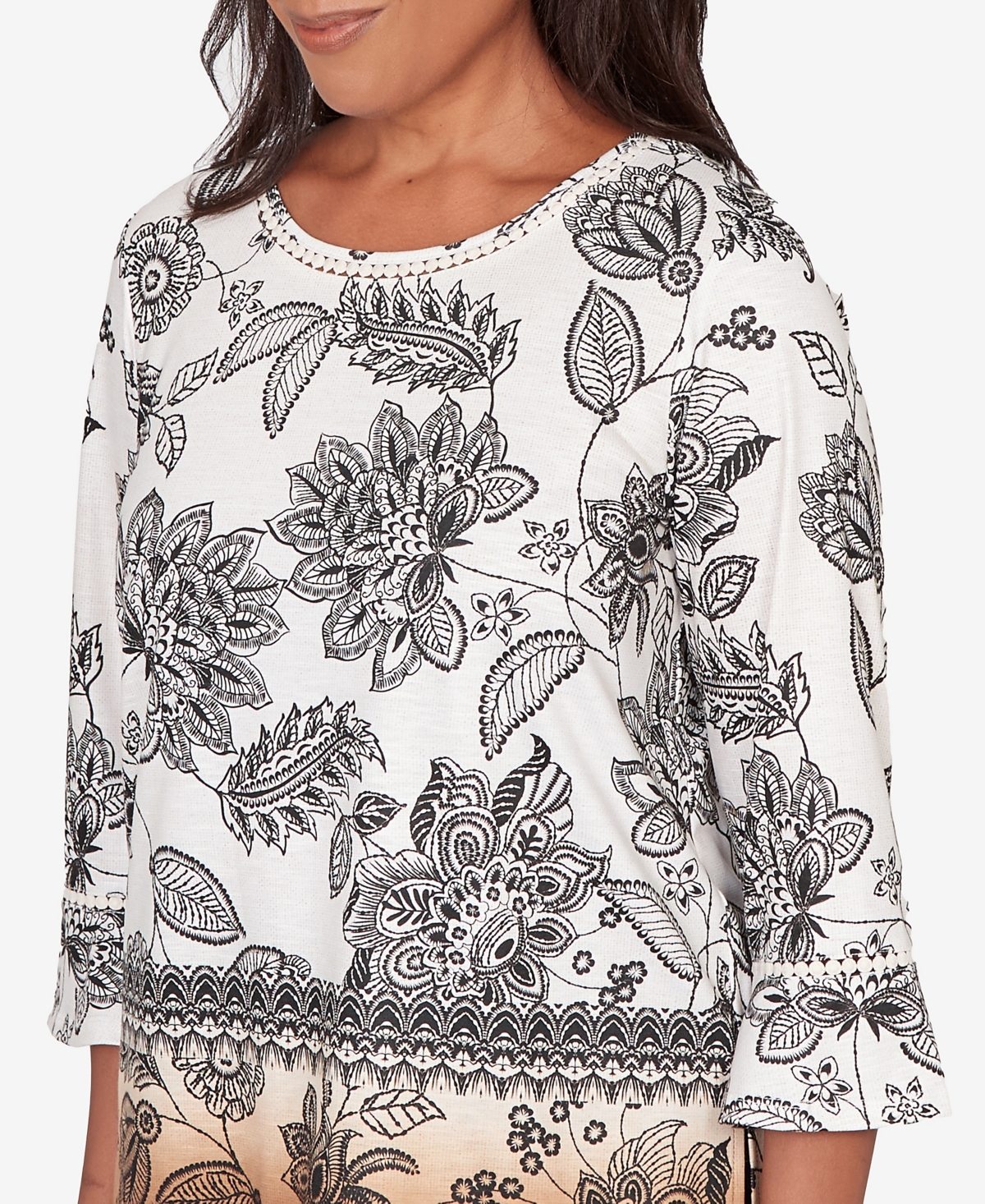 Alfred Dunner Women's Seville Ombre Floral Crew Neck Top
