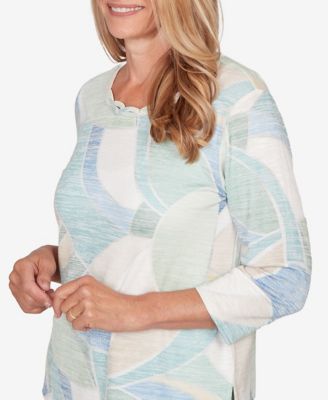 Women's St. Augustine Stained Glass Print Embellished Neck Top