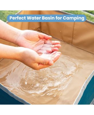 2 Pieces Folding Camping Tables with Large Capacity Storage Sink for Picnic