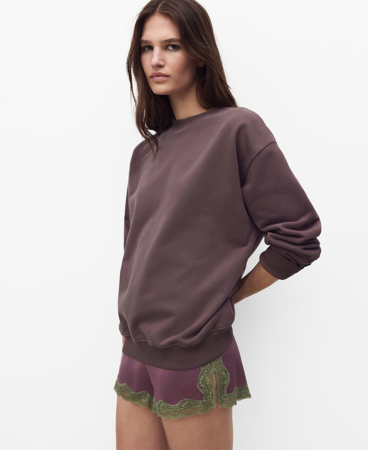 Mango Women's Plain Cotton Sweatshirt In Red