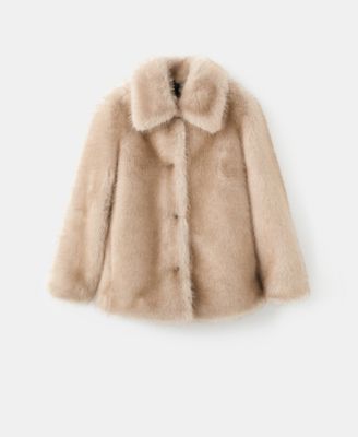 MANGO - Women's Fur-Effect Buttons Coat
