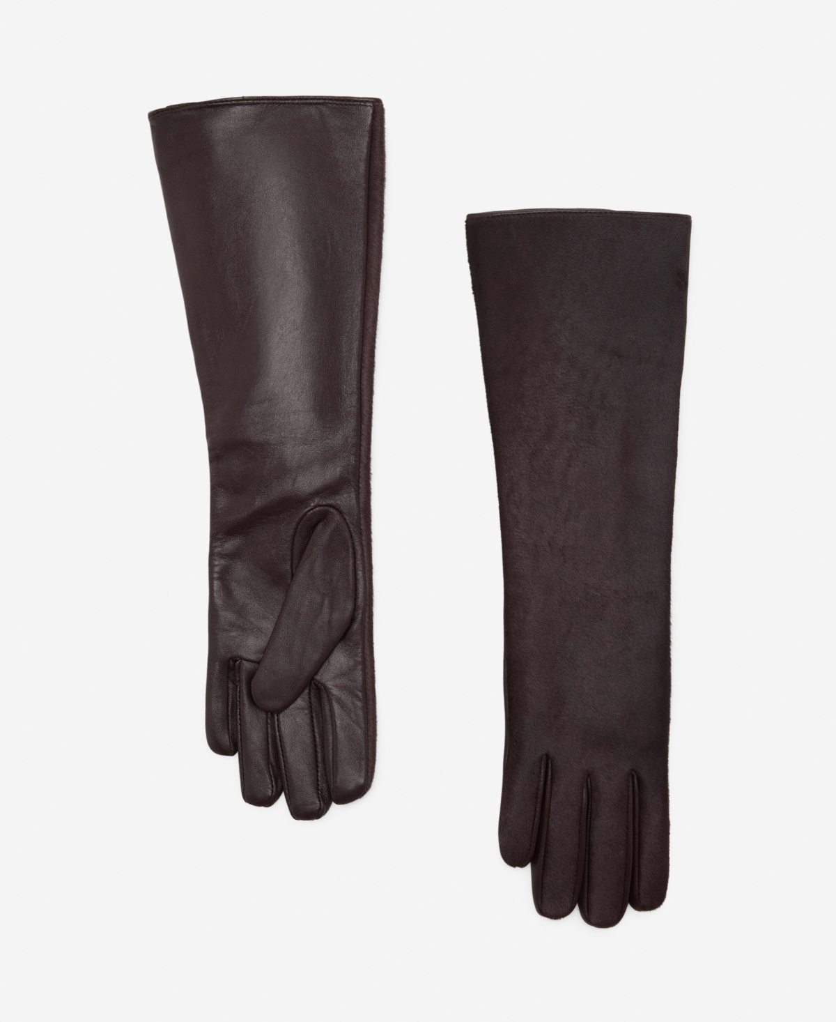 Mango Women's Long Leather And Fur-effect Gloves In Brown