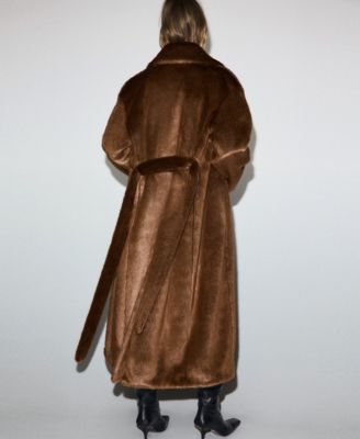 Women's Fur-Effect Belt Coat