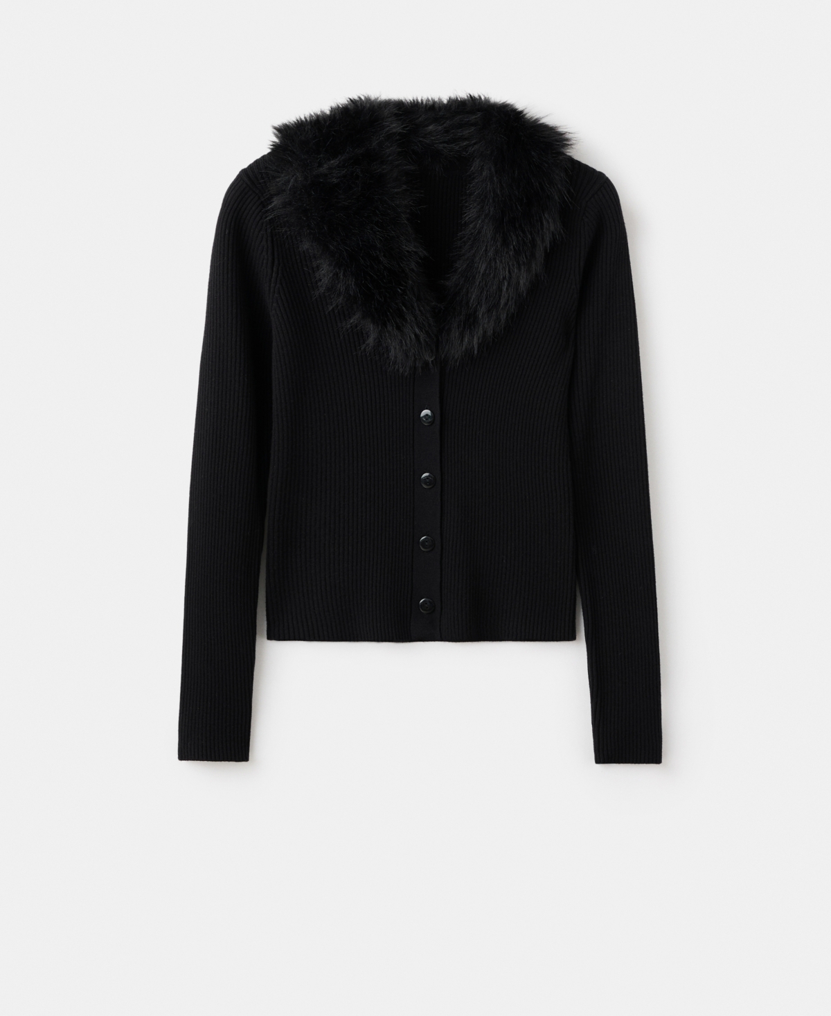 Mango Women's Fur-Effect Collar Cardigan