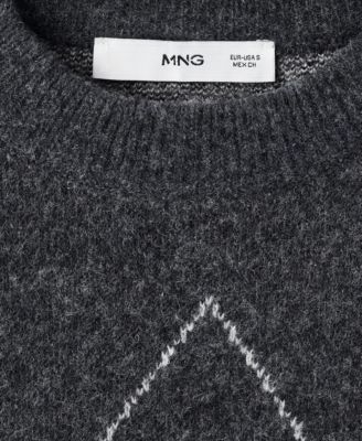 Women's Diamond-Patterned Knitted Sweater