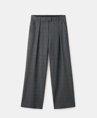 MANGO - Women's Pleated Check-Print Suit Trousers