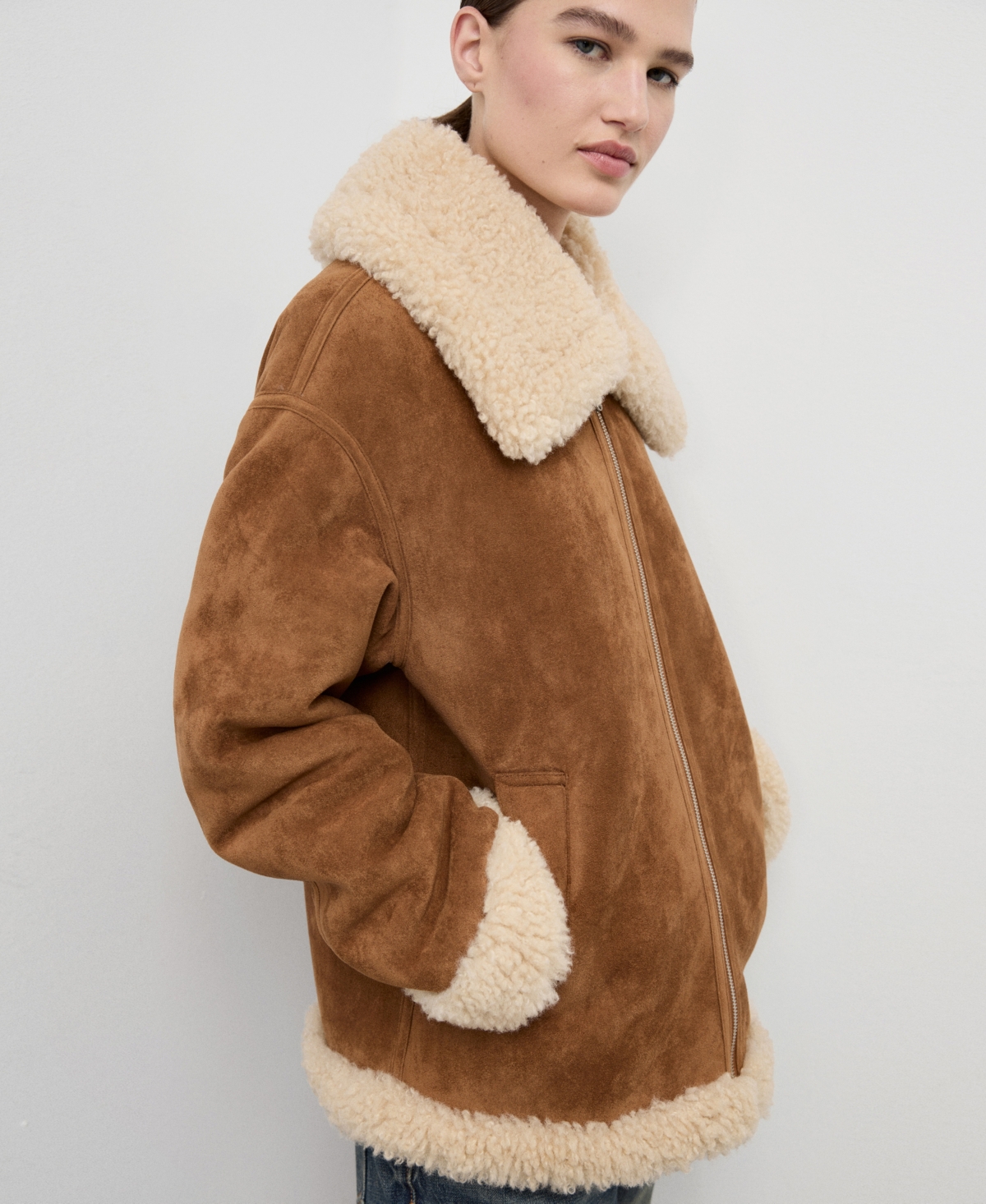 Mango Women's Shearling And Suede-Effect Jacket