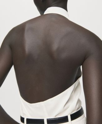 Women's Draped Neck Satin Blouse