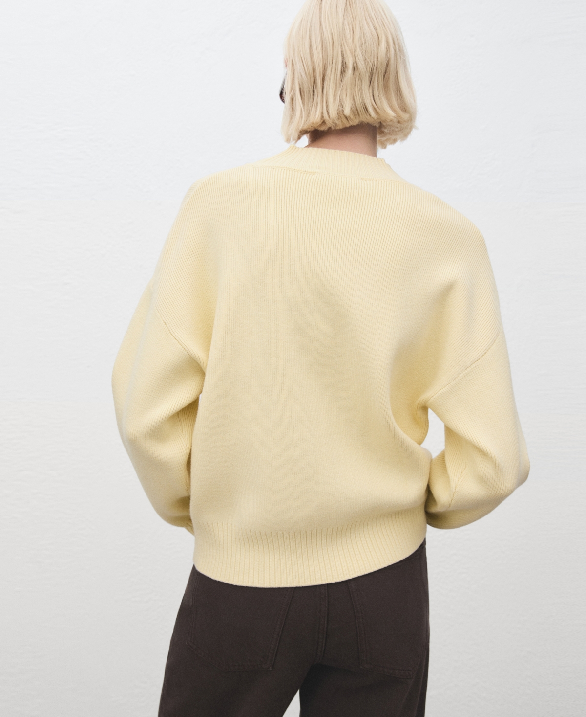 Mango Women's High Collar Sweater In Yellow