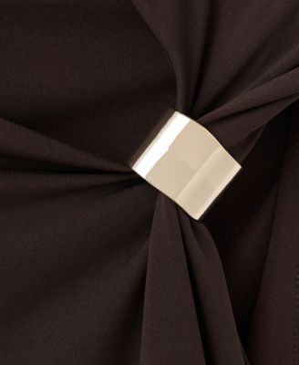 Women's Asymmetrical Neck And Metallic Detail Dress