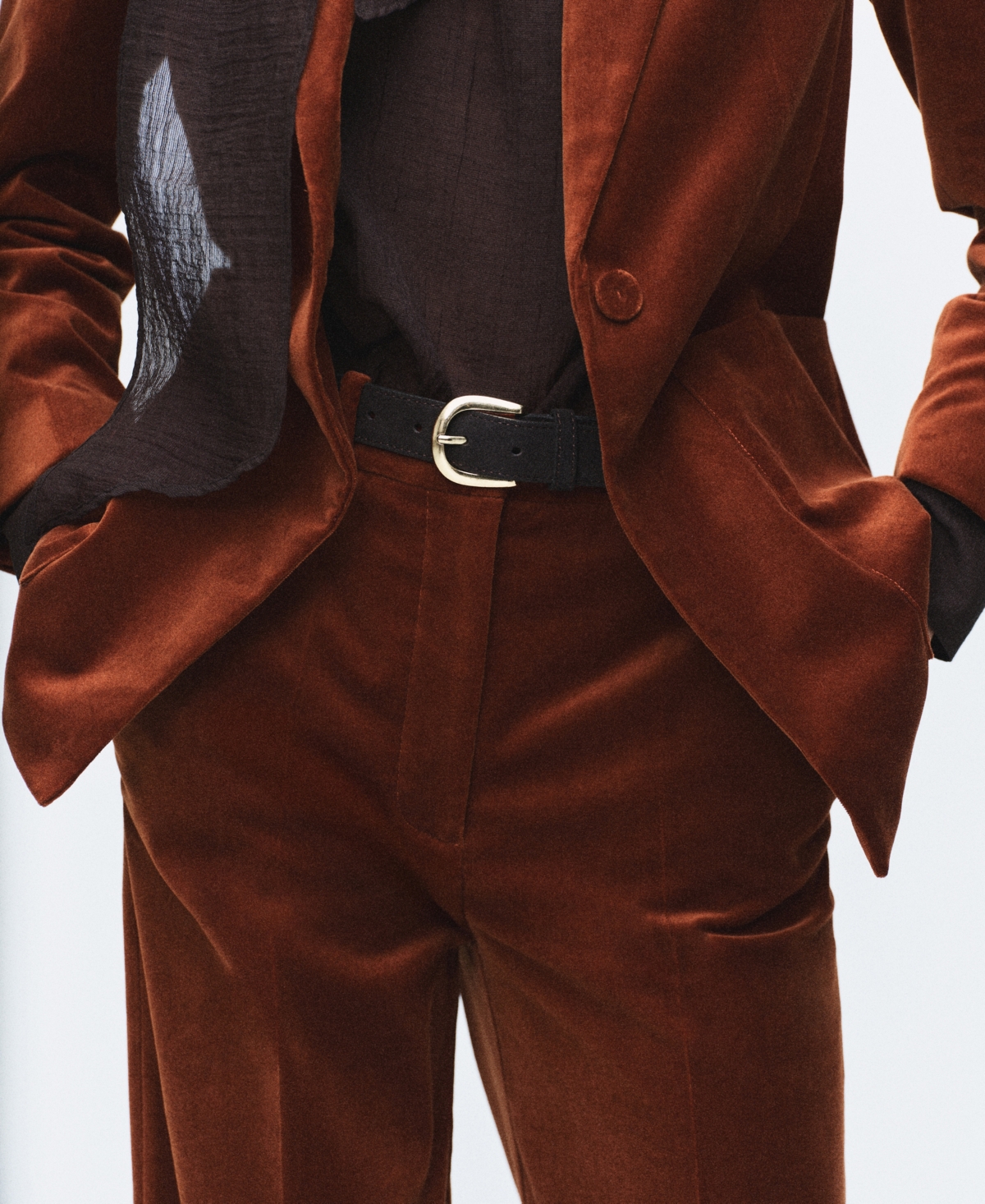 Mango Women's Velvet Suit Pants In Orange