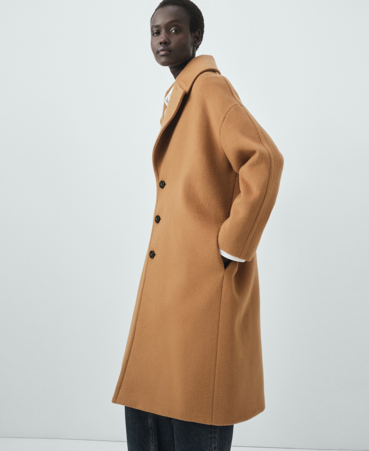 Mango Women's Lapel Manteco Wool Coat