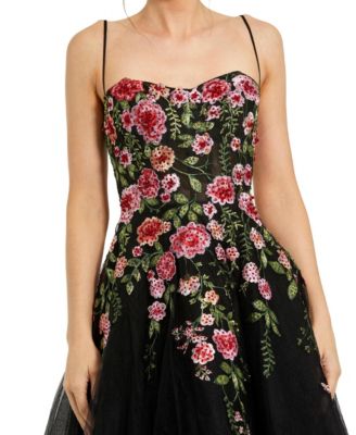 Women's Women's Bustier Embroidered Floral A-Line Dress
