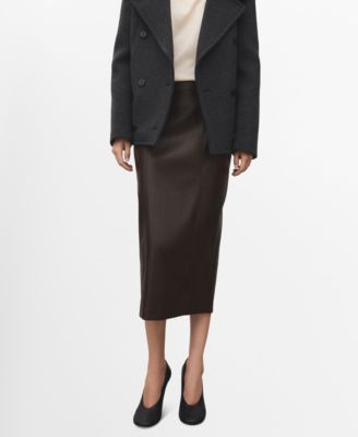 MANGO - Women's Faux-Leather Pencil Skirt