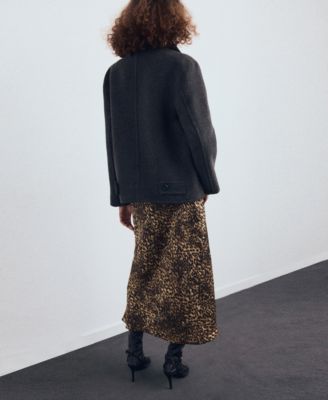 Women's Leopard-Print Satin Skirt