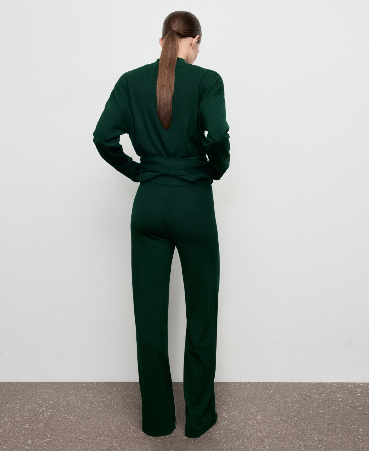 Mango Women's Stitching Detail Knitted Trousers In Green