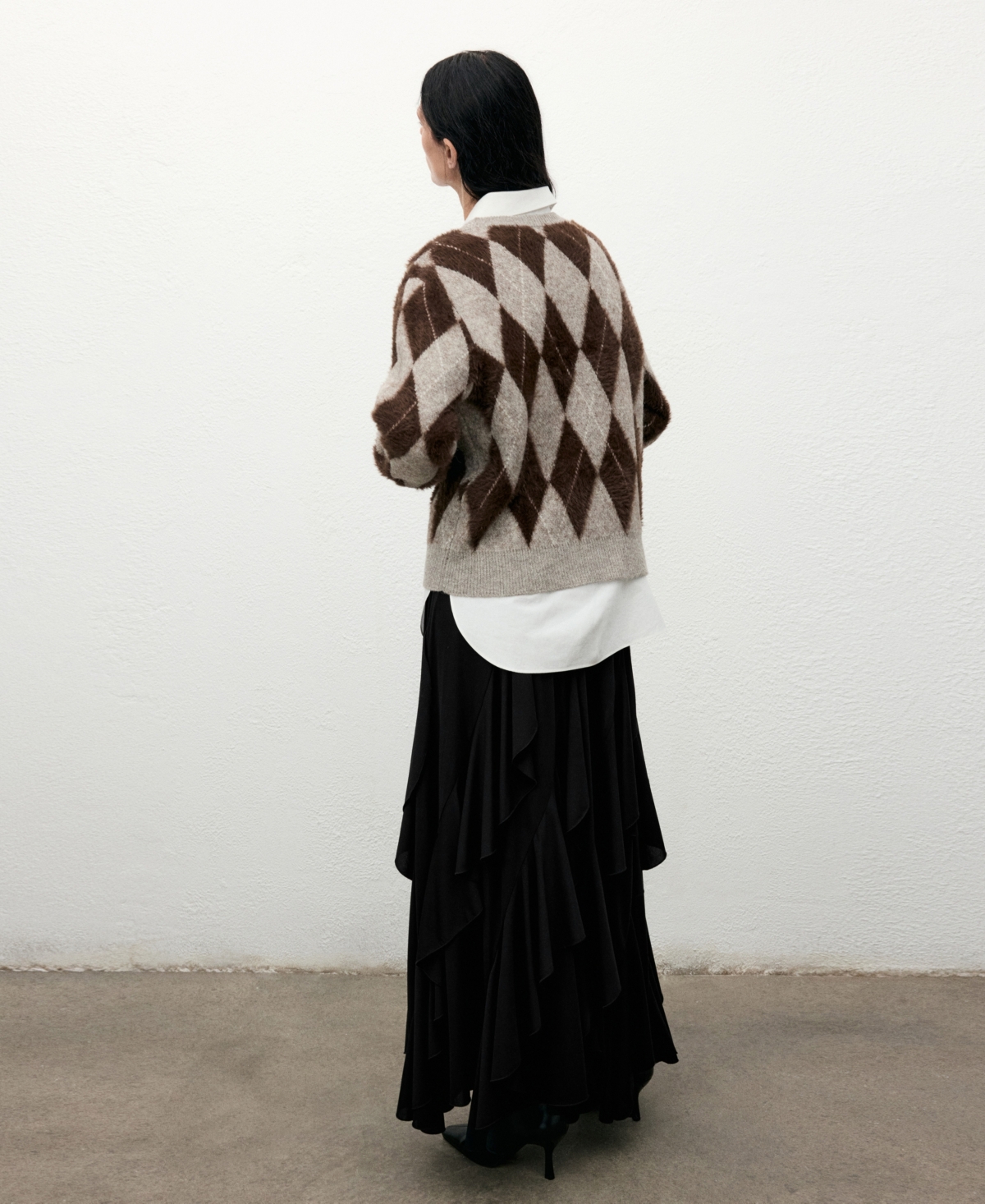 Mango Women's Asymmetrical Ruffled Skirt