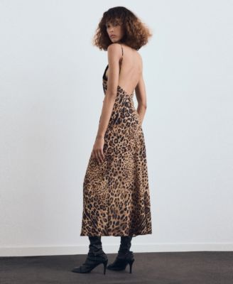 Women's Leopard-Print Open-Back Dress