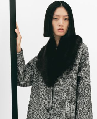 Women's Fur Collar Mottled Coat