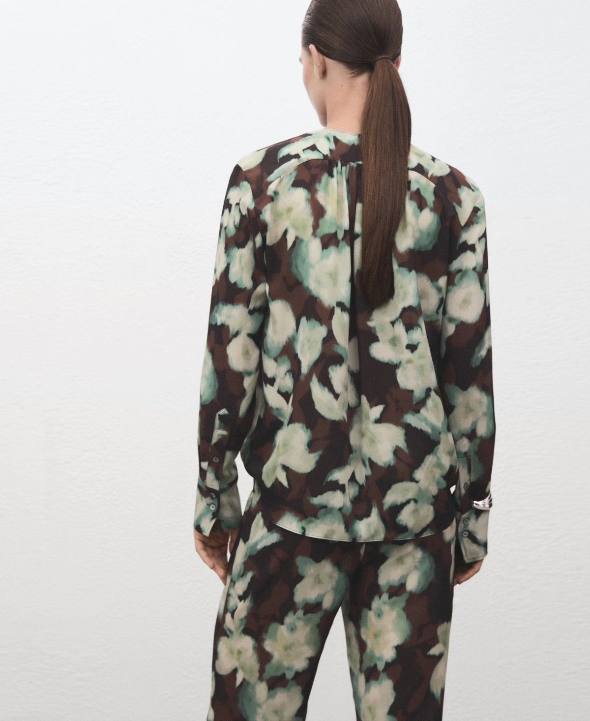 Mango Women's V-Neck Tie Blouse