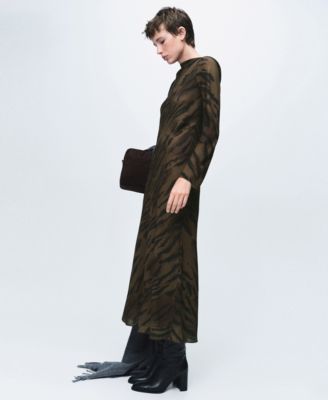 Women's Satin Animal-Print Dress