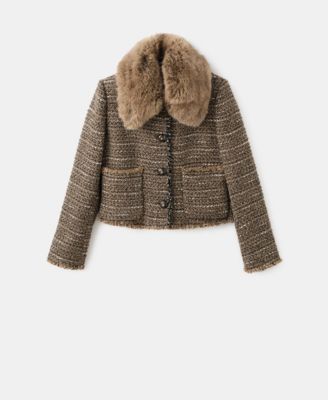 Women's Fur Collar Tweed Jacket