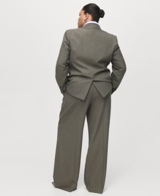 Women's Pleated Straight-Leg Suit Pants