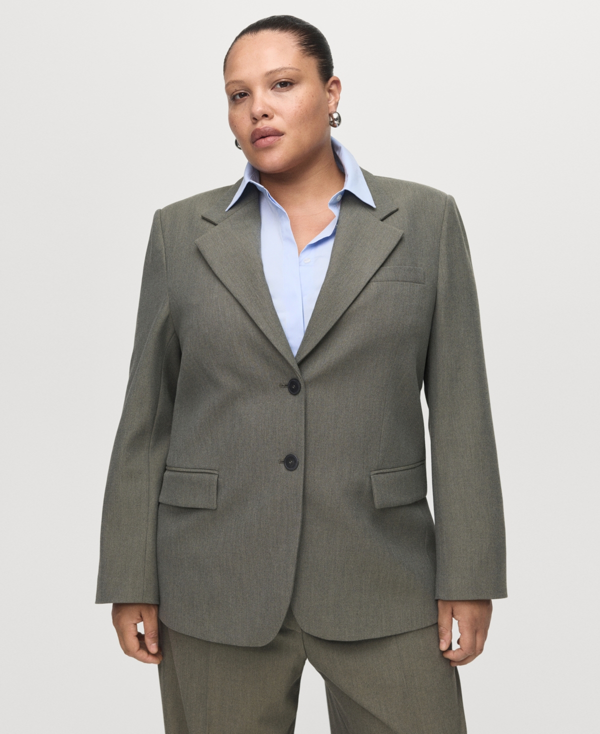 Mango Women's Flap Pockets Suit Blazer In Green