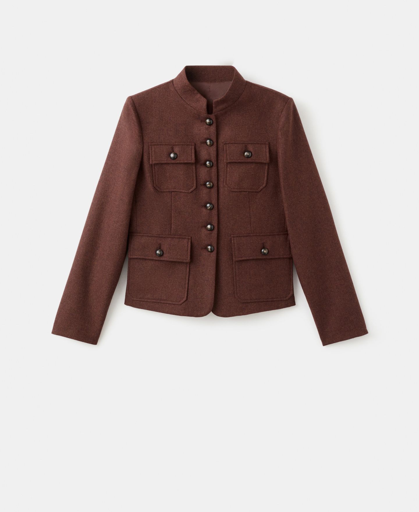 Женская куртка Mango Band Collar And Pockets Wool, цвет: Коричневый — фото 5