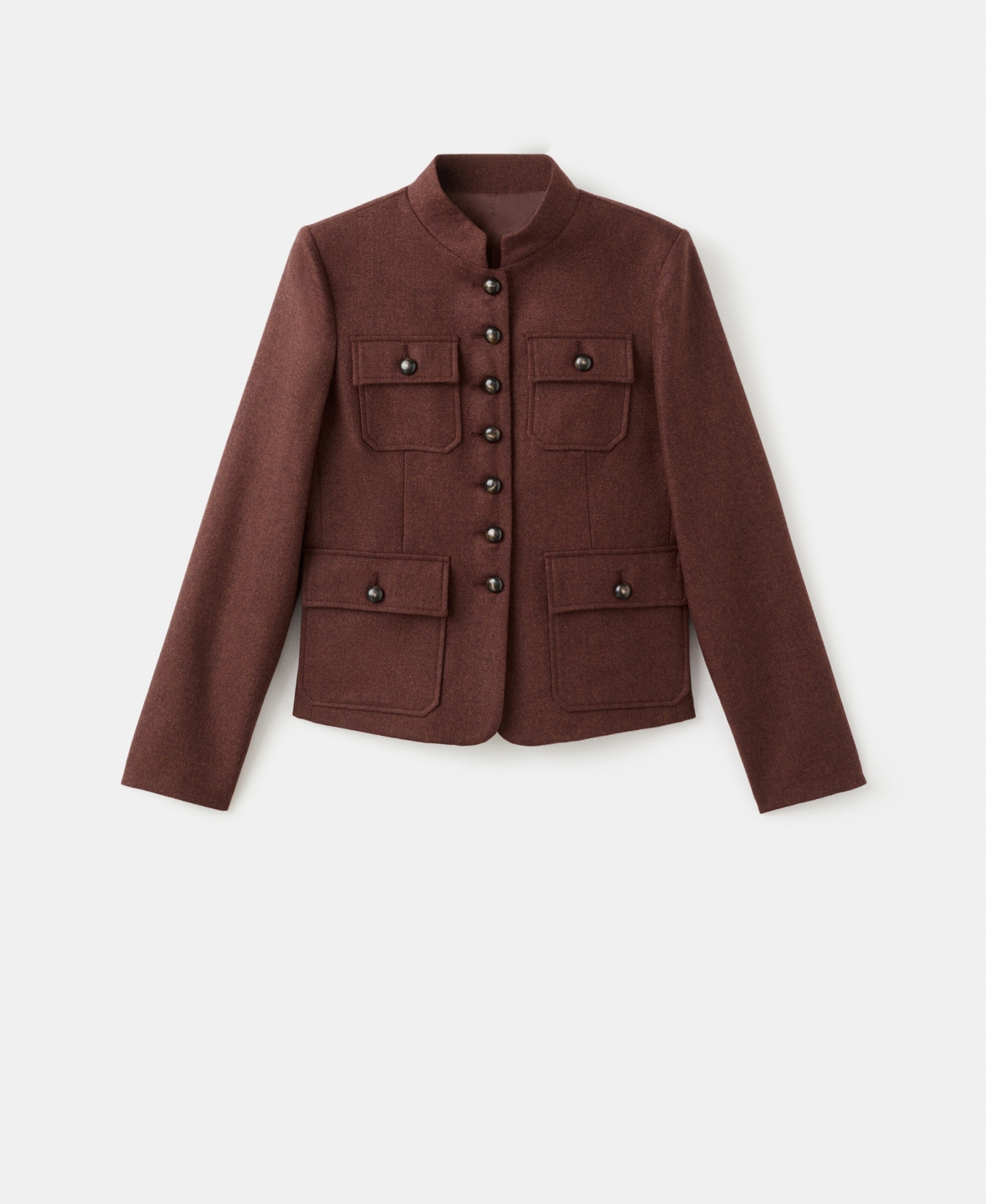 Mango Women's Band Collar And Pockets Wool Jacket