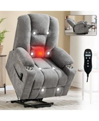 Power Lift Recliner Chair with Massage and Heat Heavy Duty Motion Mechanism with USB and Type C Ports